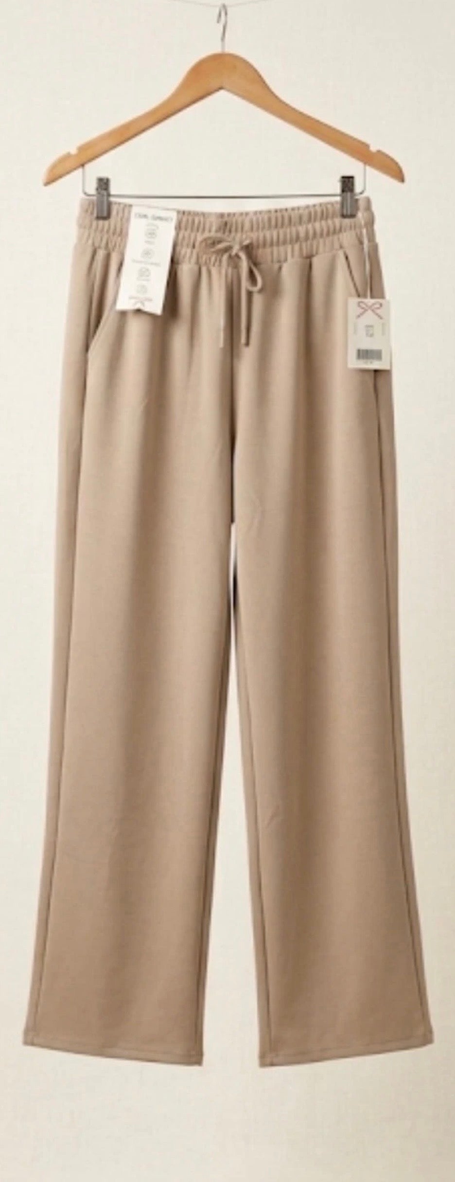 Lilac Sunset Women’s Beige Wide Leg Sweatpants Drawstring Size Medium