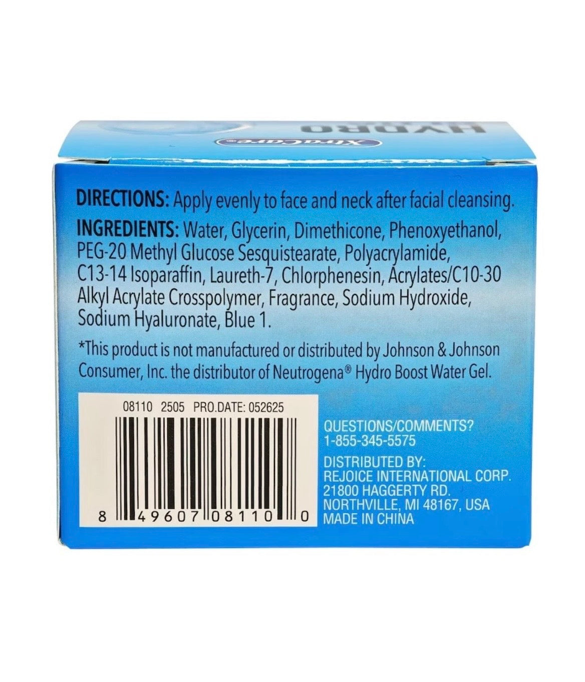 XtraCare Hydro Plus Water Gel with Hyaluronic Acid 3 oz Face Moisturizer