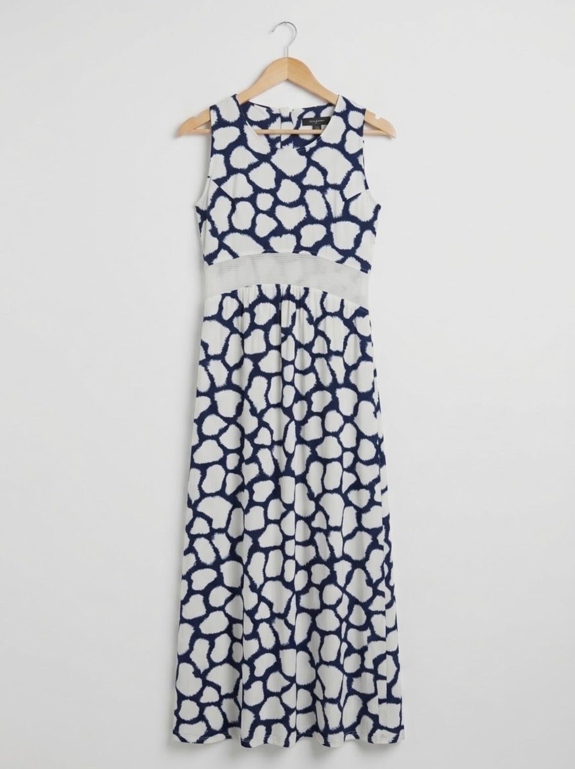 Womens Size 8 Small Printed Maxi Dress Sleeveless Mesh Waist Detail Long Dress