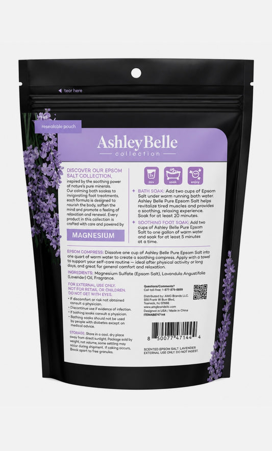 Ashley Belle Lavender Pure Epsom Salt Soothing Solution 16oz Essential Oil Bath