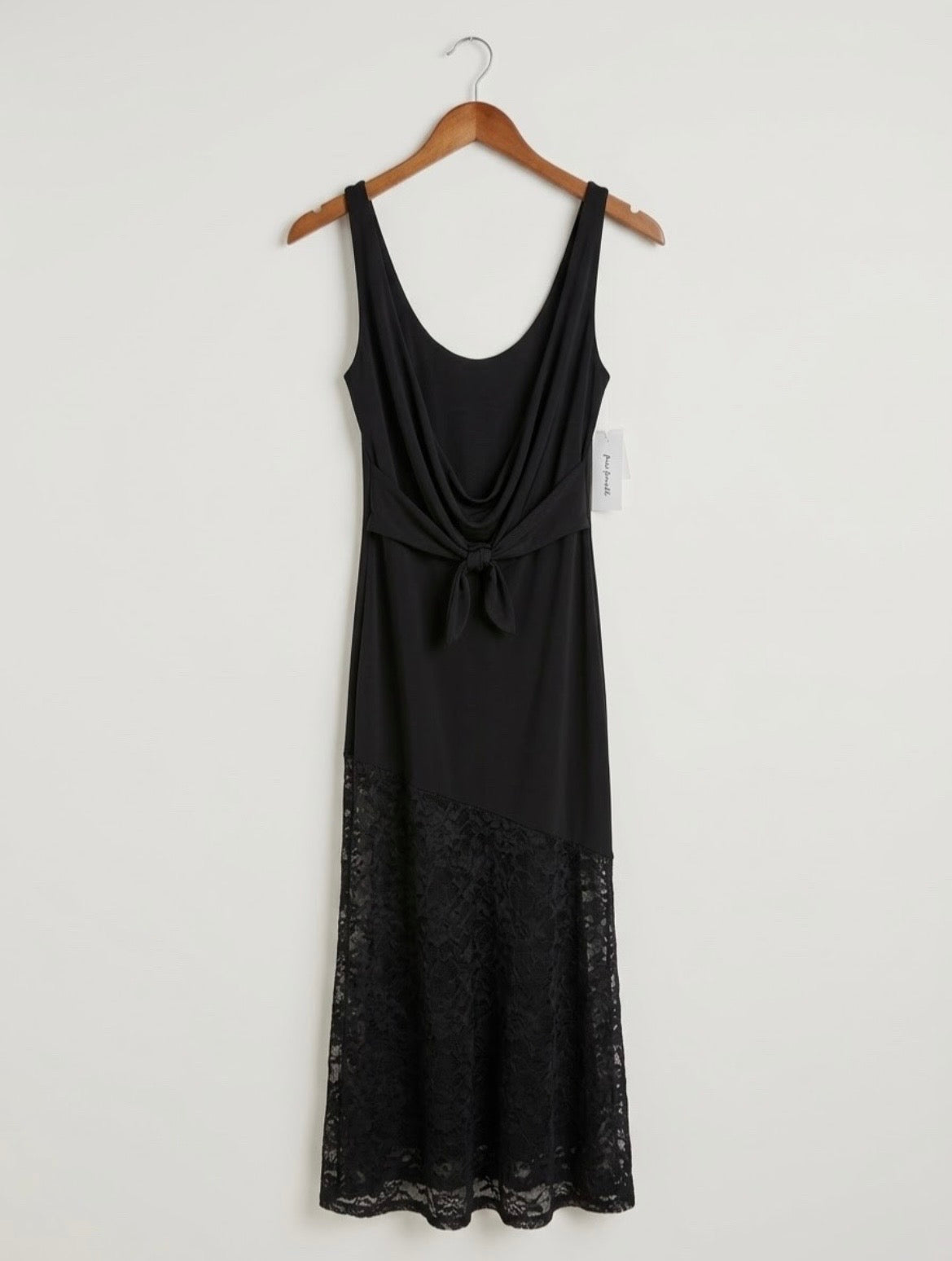 Forever 21 Womens Black Sleeveless Maxi Dress Lace Hem Cutout Back Size XL
