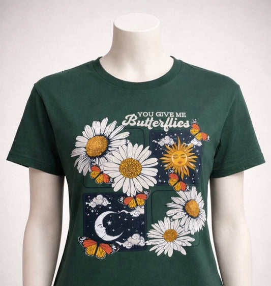 Vintage Shirt Give Me Butterflies Floral Sun Moon Butterfly Tee – Size Medium
