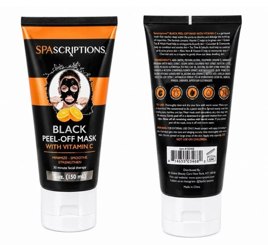 SpaScriptions Black Peel Off Face Mask with Vitamin C, Brightening, 5 oz