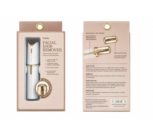 Fraiche Facial Hair Remover 18K Gold Plated Battery Operated Facial Device