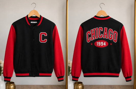 Orange Kiss Chicago 1994 Varsity Jacket Black Red Snap Front Size M EU