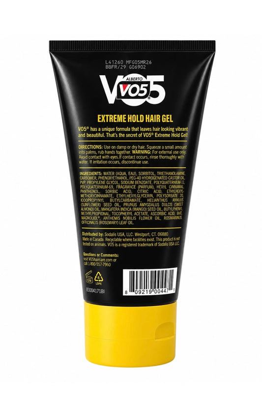 Alberto VO5 Extreme Hold Hair Gel 4oz Long Lasting High Shine Styling Unisex