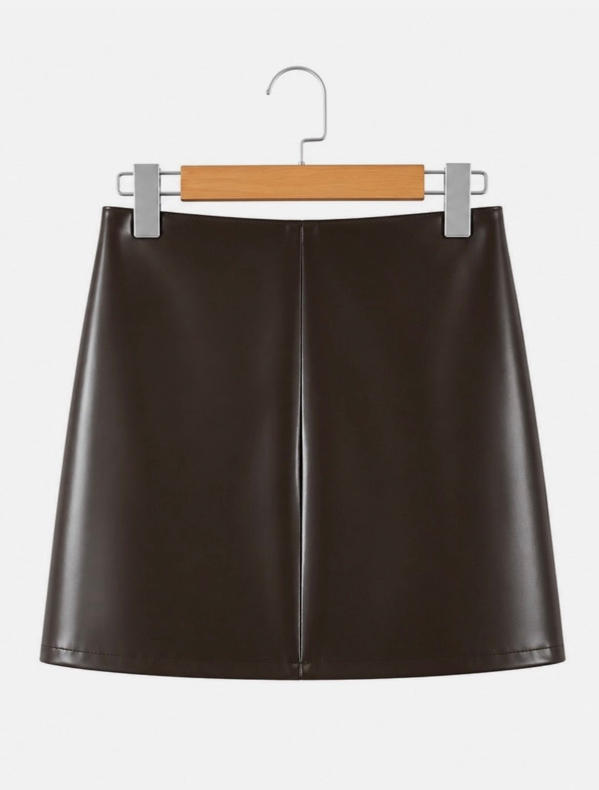 ASOS Brown Faux Leather Mini Skirt Size Small Ruffle Detail Y2K Sexy Chic