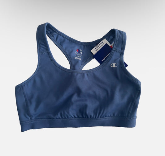 Champion Womens Sports Bra Blue Racerback Moisture Wicking Athletic Workout L