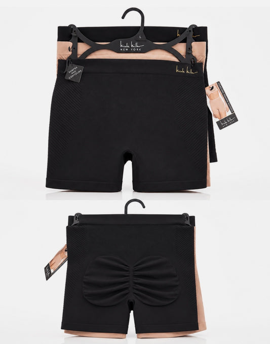 Nicole Miller NY Seamless Shapewear Shorts Tummy Control Black Size Large L 3pk