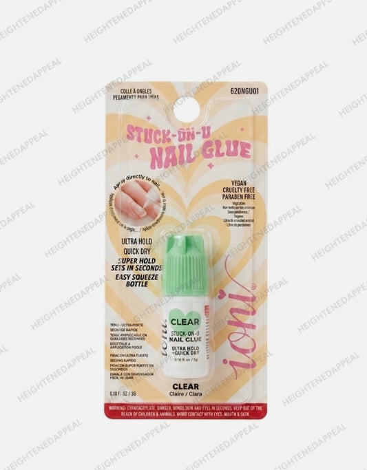 ioni Stuck-On-U Nail Glue Clear Ultra Hold Quick Dry Vegan Cruelty Free .10oz