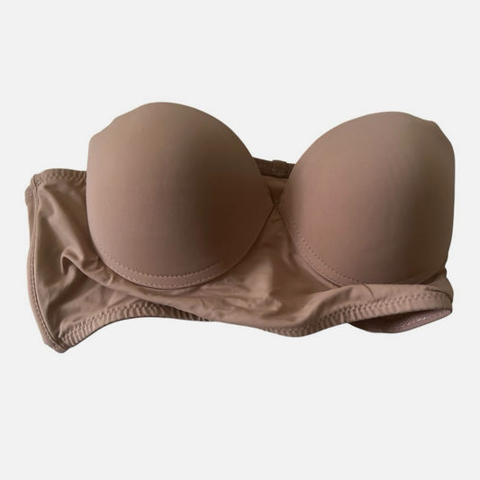 Daisy Fuentes Strapless Bra 34B Nude Beige Padded Underwire Full Coverage